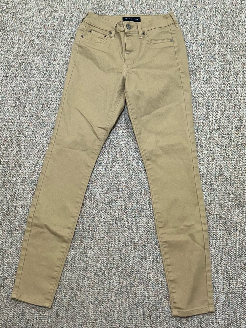 Aeropostale High Rise Jegging, Women's Size 2 Regular Tan Khaki, Skinny Fit